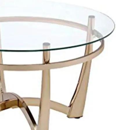 Attractive Coffee Table, Gold & Clear Glass-Benzara