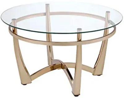 Attractive Coffee Table, Gold & Clear Glass-Benzara