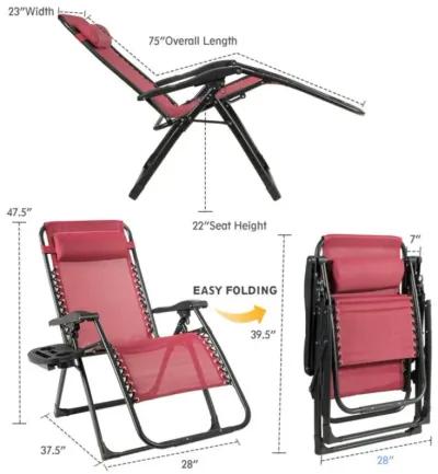 Hivvago Oversize Lounge Chair Patio Heavy Duty Folding Recliner