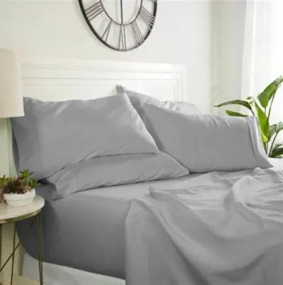 Hivvago Twin size 4 Piece Grey Wrinkle Resistant Microfiber Polyester Sheet Set