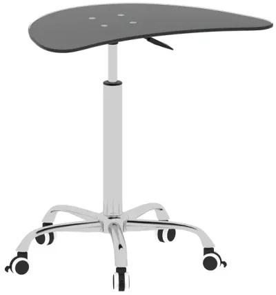 Hivvago Adjustable Height Tempered Glass Table Desk Table with Lockable Wheels