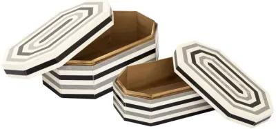 Octagonal Striped Box Set of 2