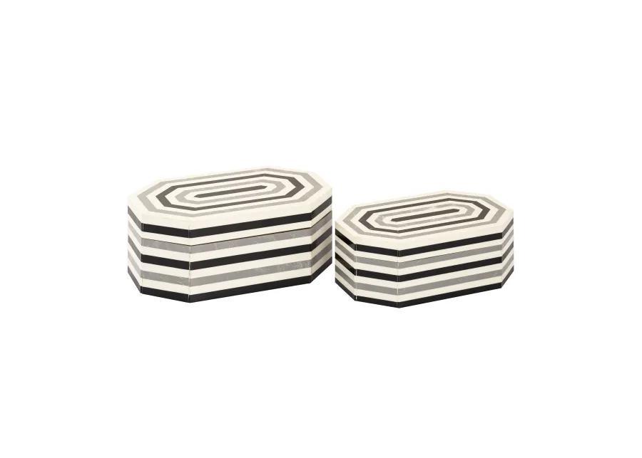 Octagonal Striped Box Set of 2