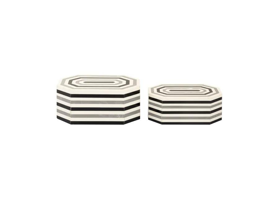 Octagonal Striped Box Set of 2