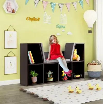 Hivvago 6-Cubby Kid Storage Bookcase Cushioned Reading Nook