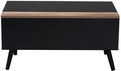 Baxton Studio Jensen Modern Two Tone Black Lift Top Coffee Table with Storage Compartment