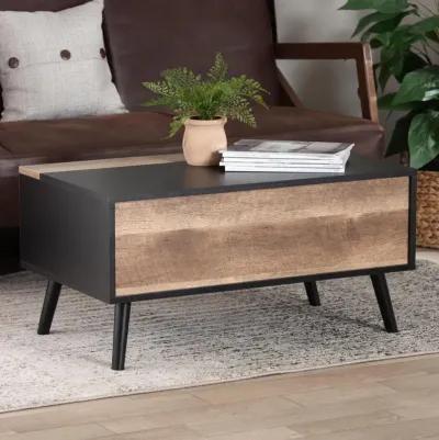 Baxton Studio Jensen Modern Two Tone Black Lift Top Coffee Table with Storage Compartment