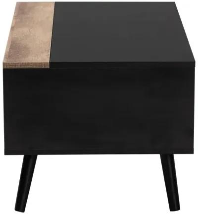 Baxton Studio Jensen Modern Two Tone Black Lift Top Coffee Table with Storage Compartment