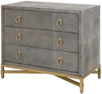 Gray Shagreen 3-Drawer Nightstand