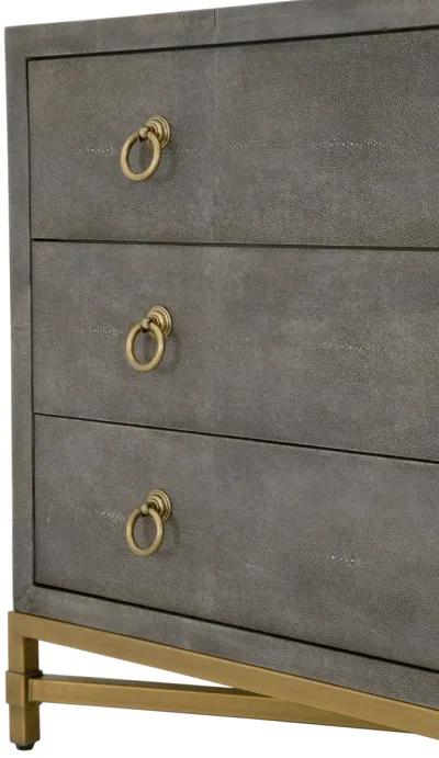 Gray Shagreen 3-Drawer Nightstand