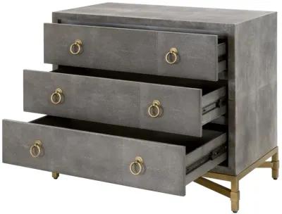 Gray Shagreen 3-Drawer Nightstand