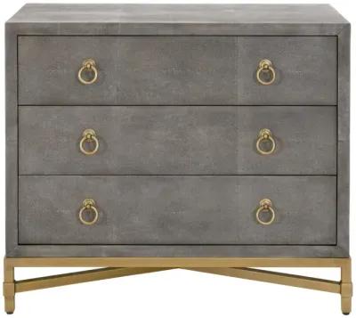 Gray Shagreen 3-Drawer Nightstand