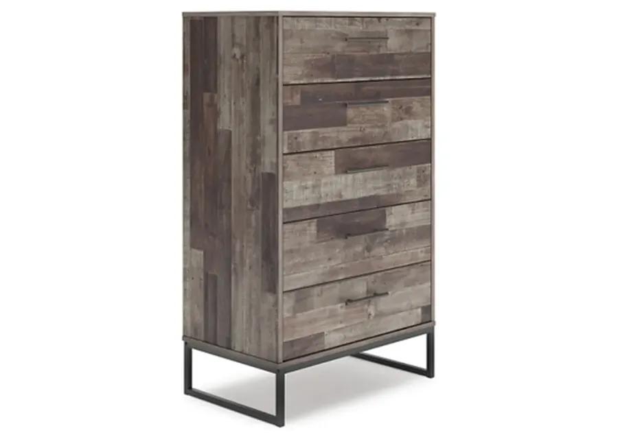 Neilsville 5 Drawer Chest of Drawers in Multi Gray