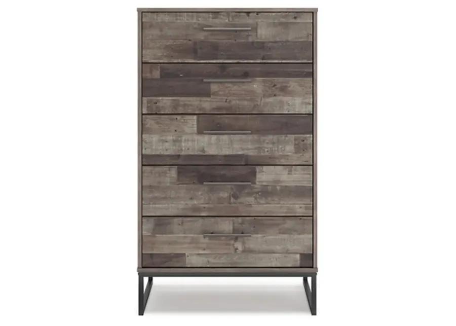 Neilsville 5 Drawer Chest of Drawers in Multi Gray