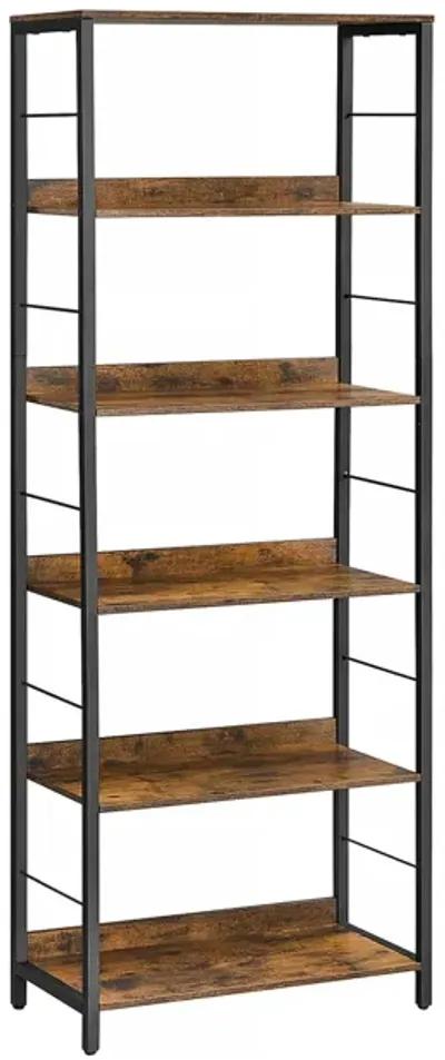 6-Tier Industrial Bookshelf with Metal Frame for Modern Home Storage