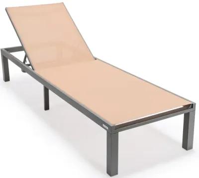 LeisureMod Marlin Patio Chaise Lounge Chair With Grey Aluminum Frame