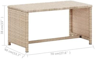 vidaXL Coffee Table Beige 27.6"x15.7"x15" Poly Rattan