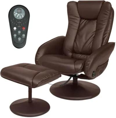 Sturdy Faux Leather Electric Massage Recliner Chair w/ Ottoman