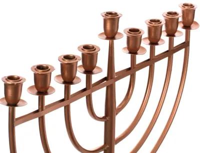 Modern Solid Metal Judaica Hanukkah Menorah 9 Branched Candelabra, Copper Finish Large