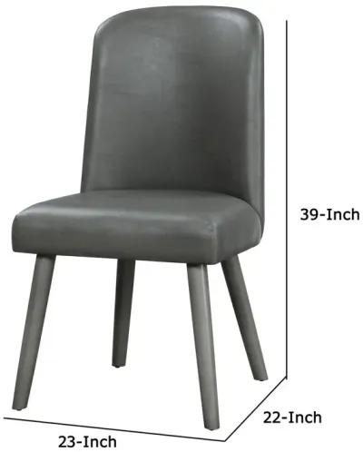 Leatherette Dining Chair with Splayed Wooden Legs, Set of  2, Gray-Benzara