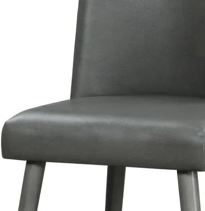 Leatherette Dining Chair with Splayed Wooden Legs, Set of  2, Gray-Benzara