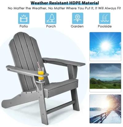 Outdoor Adirondack Chair with Built-in Cup Holder for Backyard Porch