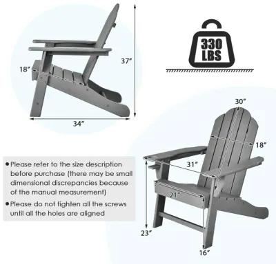 Outdoor Adirondack Chair with Built-in Cup Holder for Backyard Porch