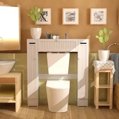 Costway Over the Toilet Storage Wooden Cabinet Drop Door Spacesaver Bathroom White