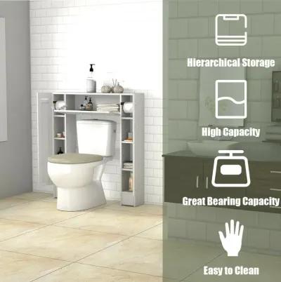 Costway Over the Toilet Storage Wooden Cabinet Drop Door Spacesaver Bathroom White