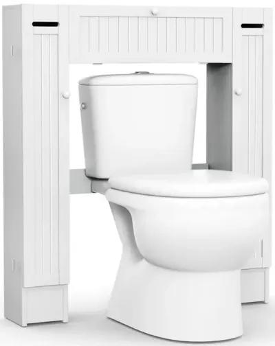 Costway Over the Toilet Storage Wooden Cabinet Drop Door Spacesaver Bathroom White