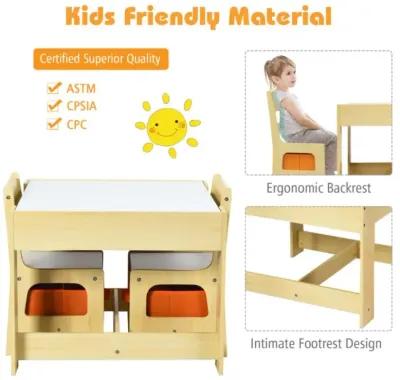 Hivvago Kids Table Chairs Set With Storage Boxes Blackboard Whiteboard Drawing