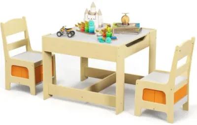 Hivvago Kids Table Chairs Set With Storage Boxes Blackboard Whiteboard Drawing