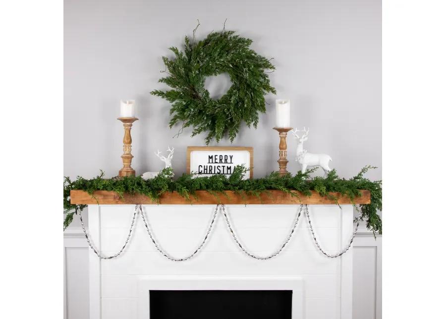 9' Silver Shiny and Matte Beaded Christmas Garland