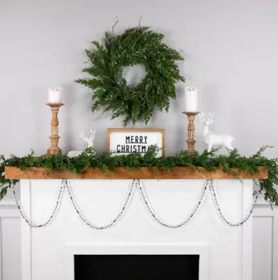 9' Silver Shiny and Matte Beaded Christmas Garland