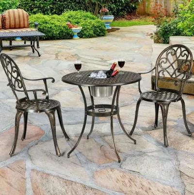 3 Pieces Outdoor Set Patio Bistro with Attached Removable Ice Bucket