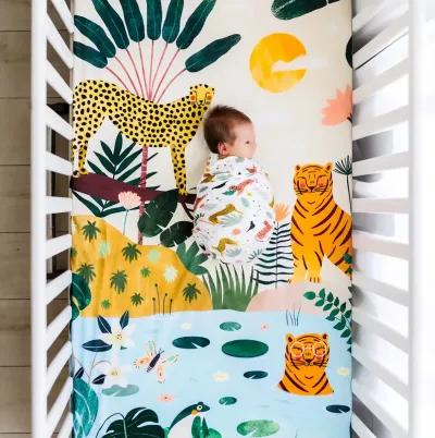 In the Jungle Crib Sheet & Swaddle Bundle