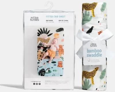 In the Jungle Crib Sheet & Swaddle Bundle