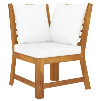 vidaXL 4 Piece Garden Lounge Set with Cushion Cream Solid Acacia Wood