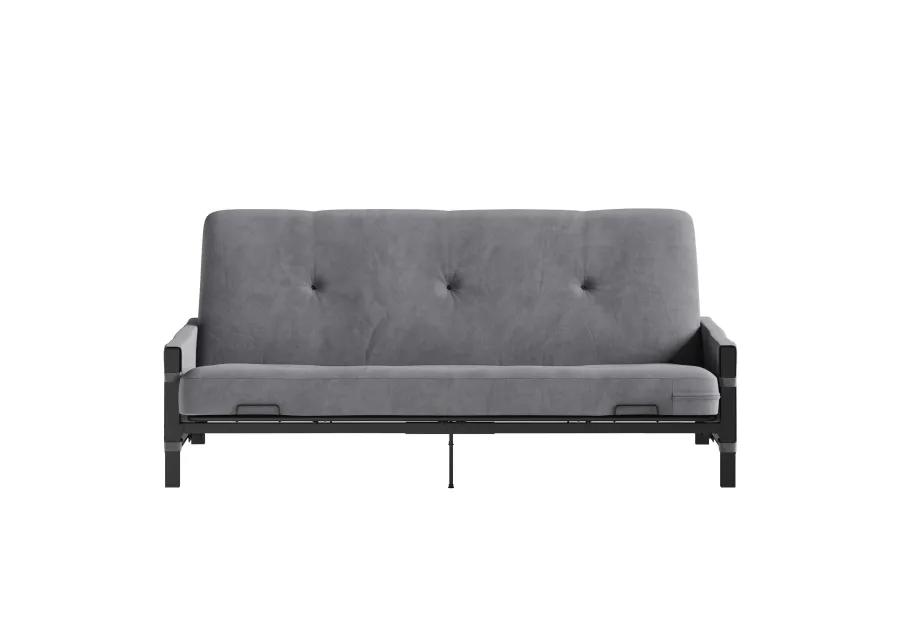 Avanti Black Metal Futon Frame with Storage Pockets