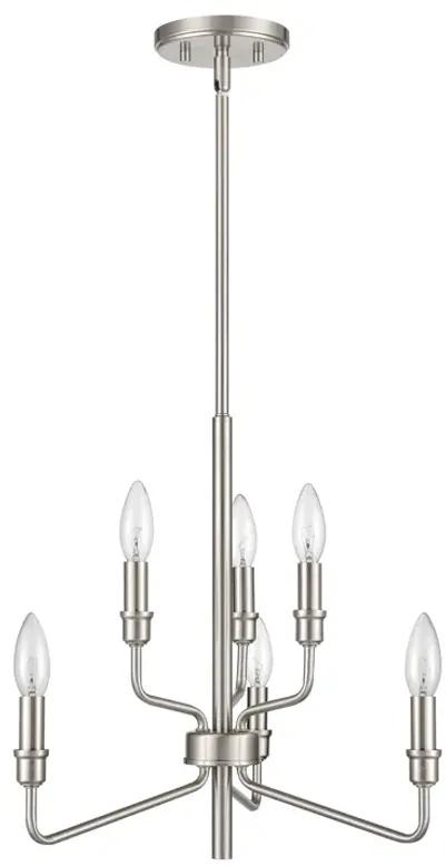 Saginaw 18'' Wide 6-Light Silver Chandelier