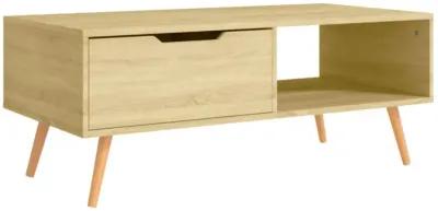 vidalXL Scandinavian Style Rectangular Coffee Table - Durable Engineered Wood and MDF Construction - Sonoma Oak Color