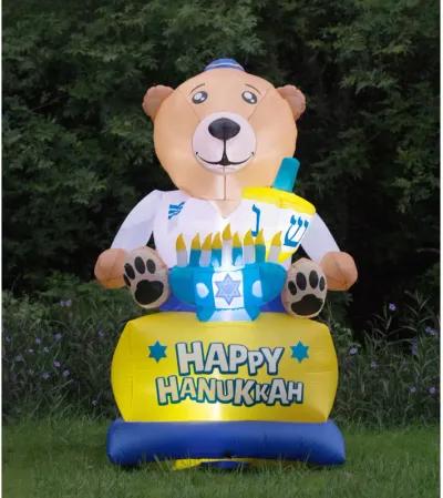 Giant Hanukkah Inflatable Bear - Yard Decor with Built-in Bulbs, Tie-Down Points, and Powerful Built in Fan