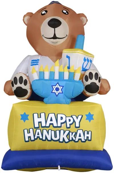 Giant Hanukkah Inflatable Bear - Yard Decor with Built-in Bulbs, Tie-Down Points, and Powerful Built in Fan