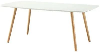 Hivvago White Top Mid-Century Coffee Table with Solid Wood Legs