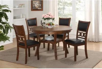 New Classic Furniture Furniture Gia Solid Wood 5-Piece Round Dining Set in Brown