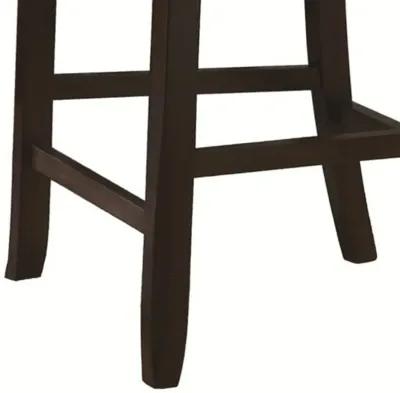 Counter Height Chair with Leatherette Seating, Set of 2, Brown - Benzara