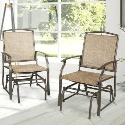 2 Pieces Patio Swing Single Glider Chair Rocking Seating