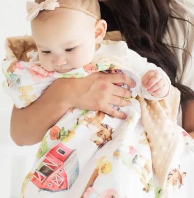 Honey Lemonade - Premium Baby & Toddler Minky Blanket (Farm Animals)