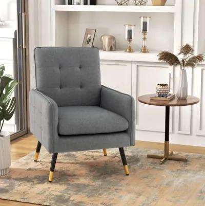 Hivvago Linen Fabric Accent Chair with Removable Seat Cushion