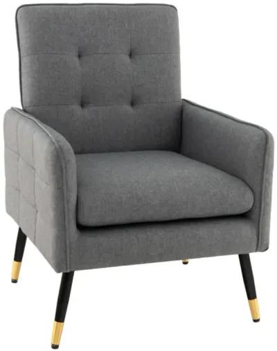 Hivvago Linen Fabric Accent Chair with Removable Seat Cushion